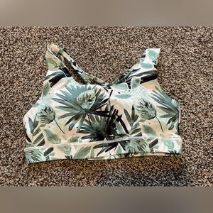 Senita Athletics strapped back sports bra. Size medium. Fun palm leaf print.
